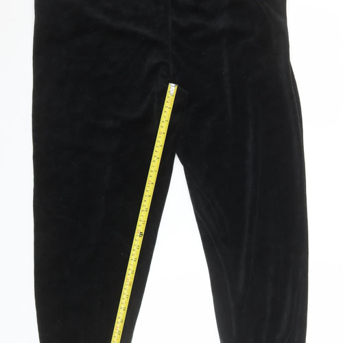 Robinsons Womens Black Velvet Cotton Blend Regular Fit Leggings Size 14