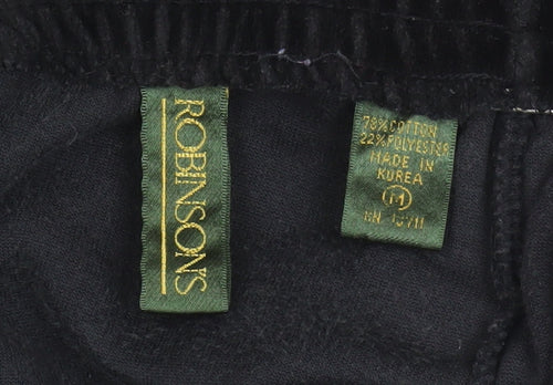 Robinsons Womens Black Velvet Cotton Blend Regular Fit Leggings Size 14