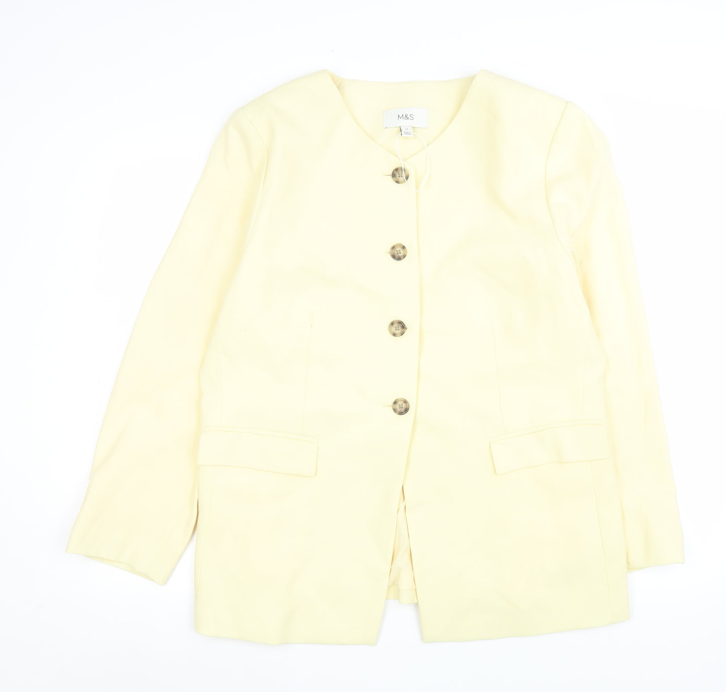 Marks and Spencer Womens Yellow Blazer Jacket Size 18 Regular Fit