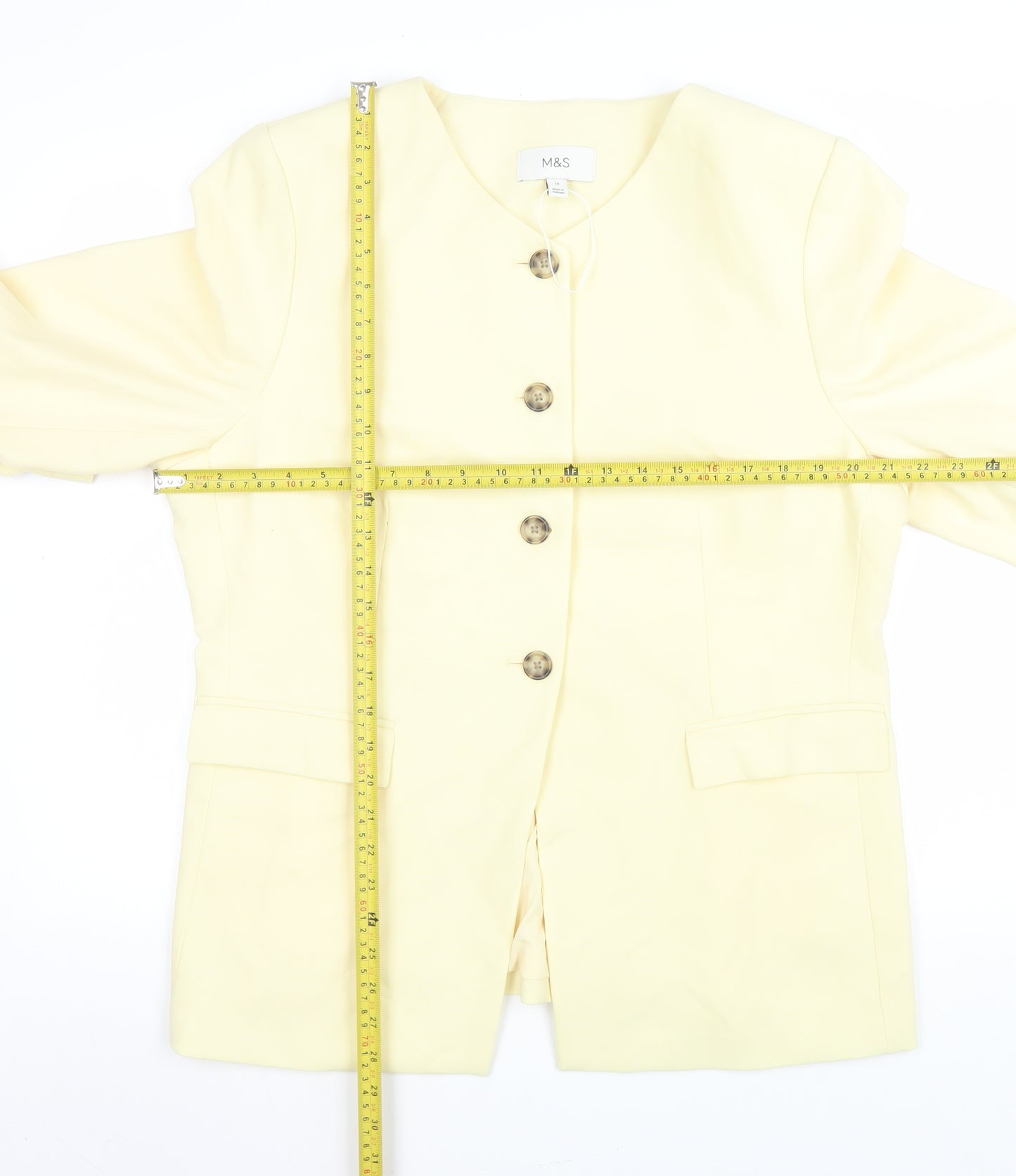 Marks and Spencer Womens Yellow Blazer Jacket Size 18 Regular Fit
