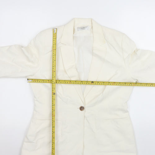 Wallis Ivory Linen Blend Women's Size 14 Single-Breasted Blazer