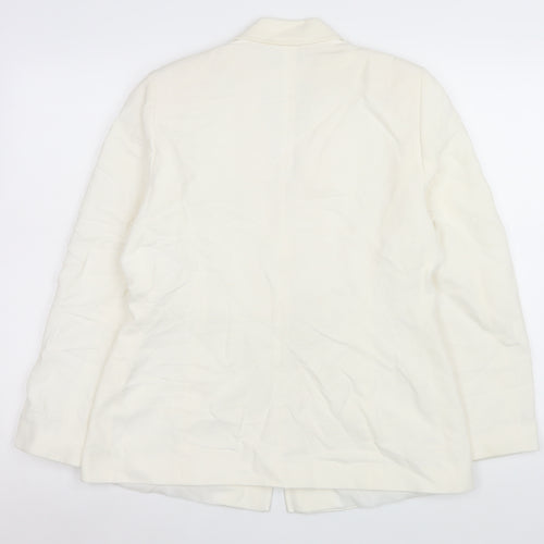 Wallis Ivory Linen Blend Women's Size 14 Single-Breasted Blazer