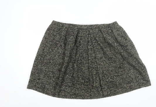 NW3 Women Grey Wool Blend Tweed A-Line Knee Length Skirt Size 16