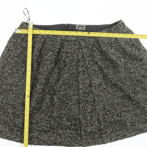 NW3 Women Grey Wool Blend Tweed A-Line Knee Length Skirt Size 16