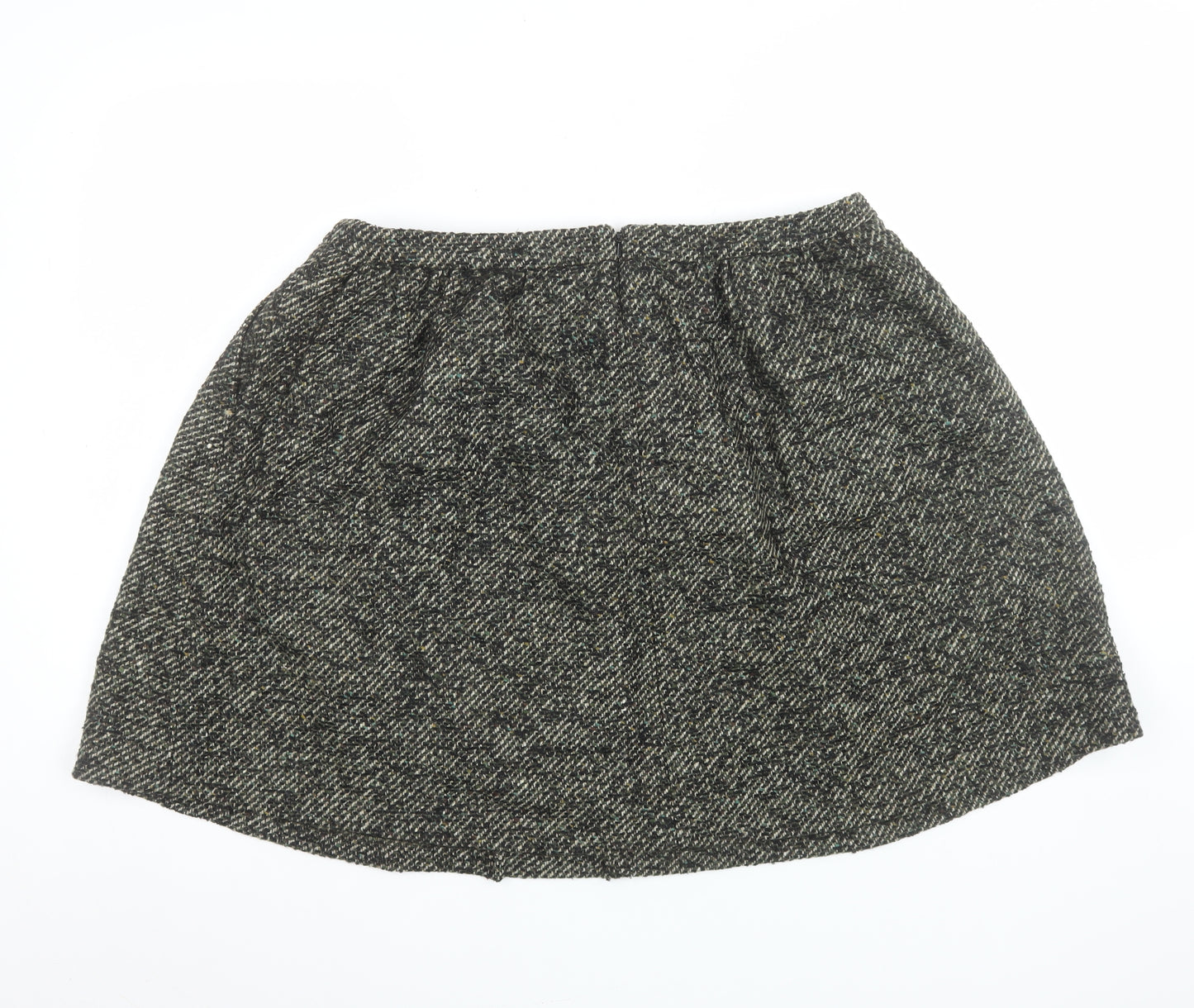 NW3 Women Grey Wool Blend Tweed A-Line Knee Length Skirt Size 16