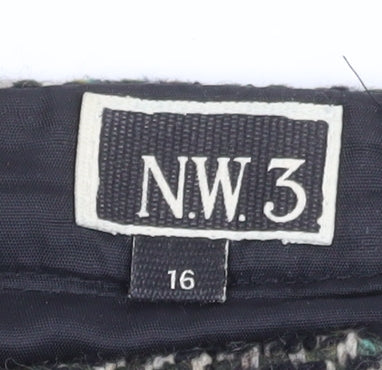 NW3 Women Grey Wool Blend Tweed A-Line Knee Length Skirt Size 16