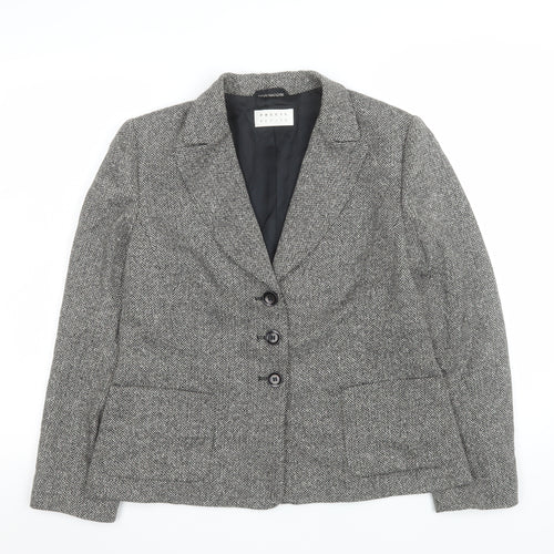 Precis Petite Women's Grey Wool Blend Single-Breasted Blazer Size 14