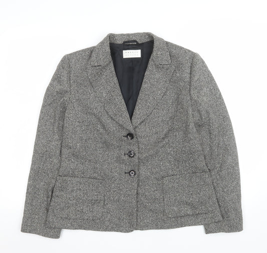 Precis Petite Women's Grey Wool Blend Single-Breasted Blazer Size 14