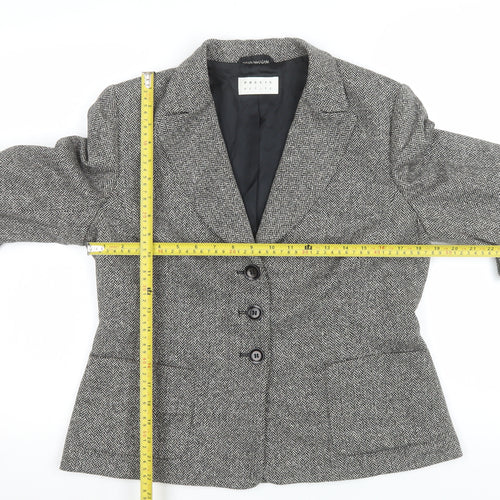 Precis Petite Women's Grey Wool Blend Single-Breasted Blazer Size 14