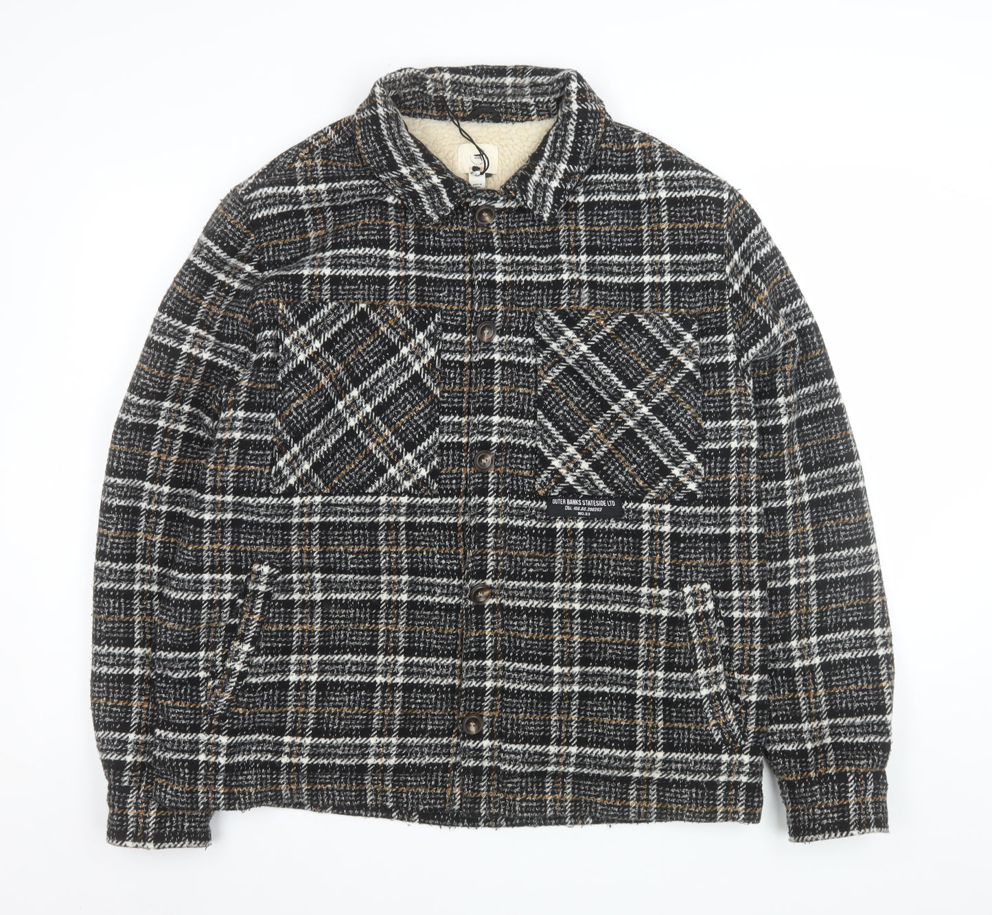 River Island Men's Brown Check Tweed Lined Jacket Size L