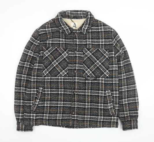 River Island Men's Brown Check Tweed Lined Jacket Size L