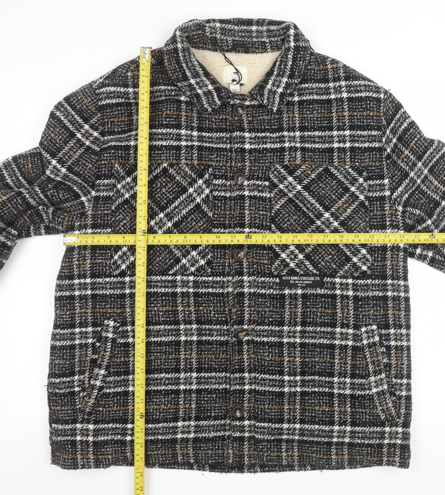 River Island Men's Brown Check Tweed Lined Jacket Size L