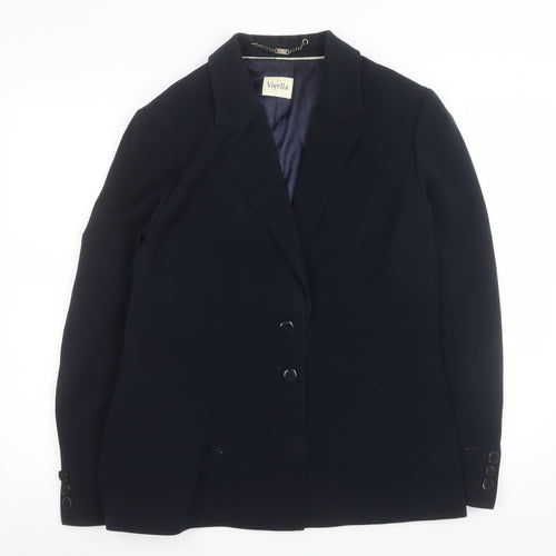 Viyella Women's Navy Blue Classic Blazer Jacket UK 16 Polyester Lined