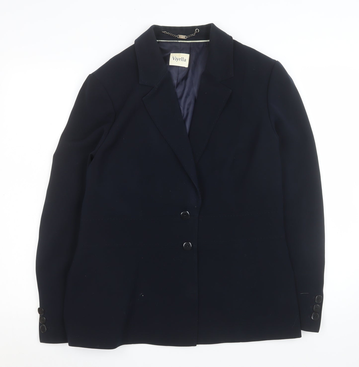 Viyella Women's Navy Blue Classic Blazer Jacket UK 16 Polyester Lined