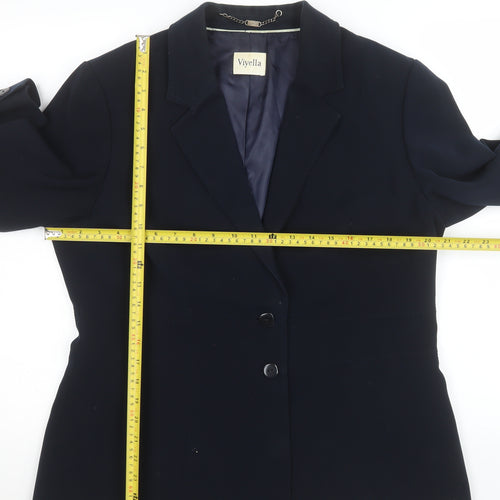 Viyella Women's Navy Blue Classic Blazer Jacket UK 16 Polyester Lined