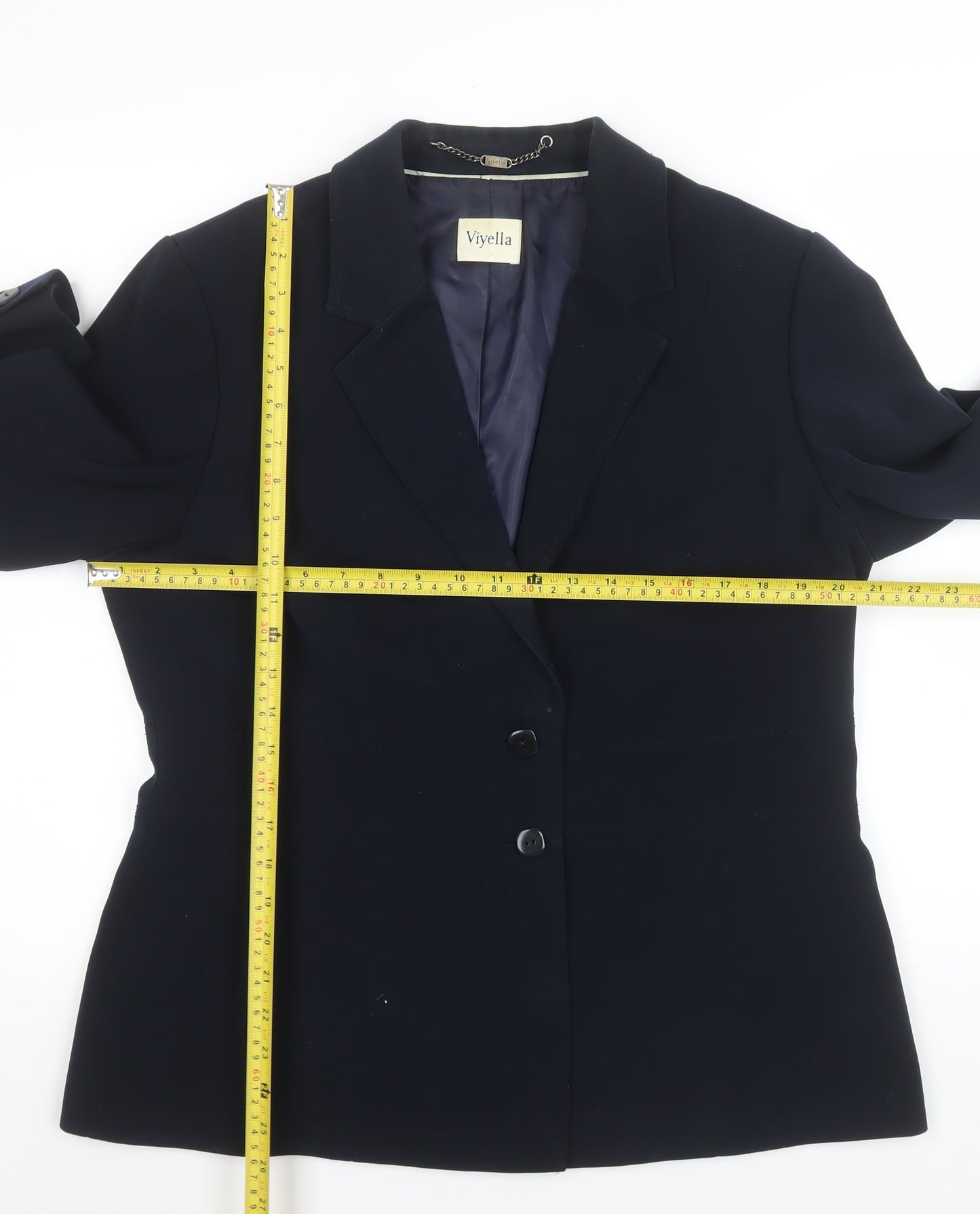Viyella Women's Navy Blue Classic Blazer Jacket UK 16 Polyester Lined