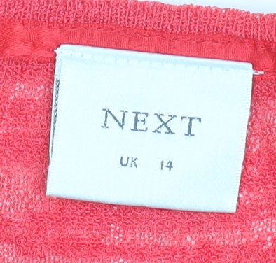 NEXT Women Red Embroidered Cardigan UK 14 Boho Knitwear