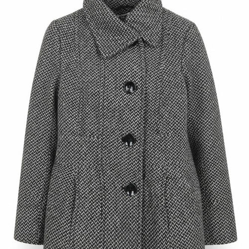 Debenhams Women Grey Wool Blend Tweed Overcoat Size 12 Petite