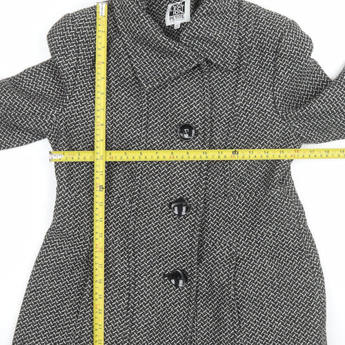 Debenhams Women Grey Wool Blend Tweed Overcoat Size 12 Petite