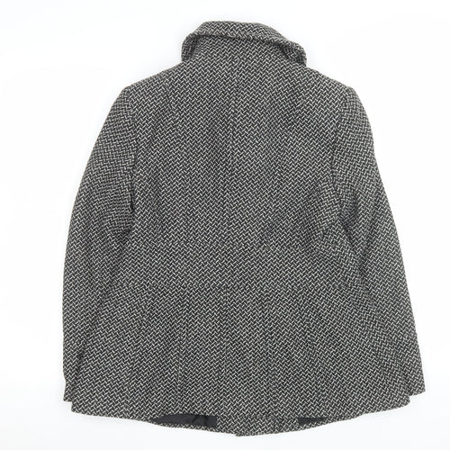 Debenhams Women Grey Wool Blend Tweed Overcoat Size 12 Petite