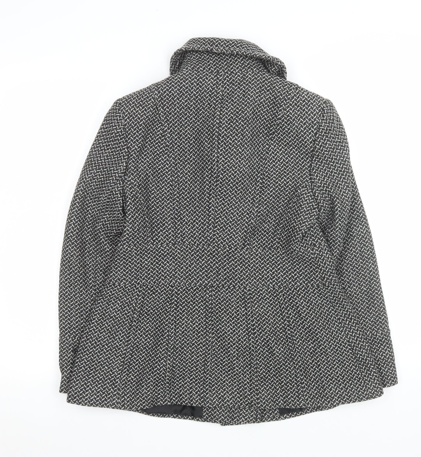 Debenhams Women Grey Wool Blend Tweed Overcoat Size 12 Petite