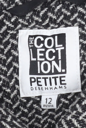 Debenhams Women Grey Wool Blend Tweed Overcoat Size 12 Petite