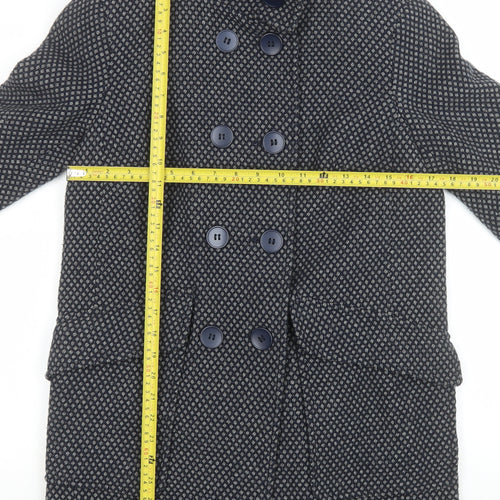 Next Women Blue Wool Blend Pea Coat UK 10 Mid-Length Classic Buttoned