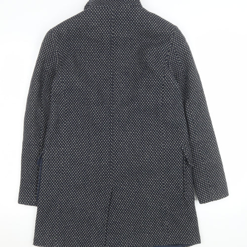 Next Women Blue Wool Blend Pea Coat UK 10 Mid-Length Classic Buttoned