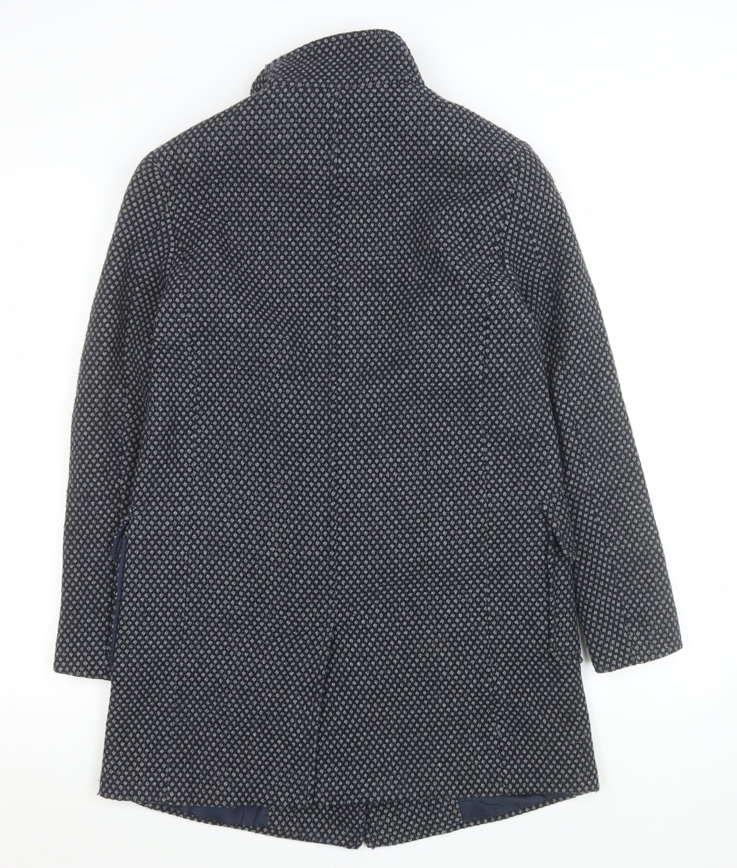 Next Women Blue Wool Blend Pea Coat UK 10 Mid-Length Classic Buttoned