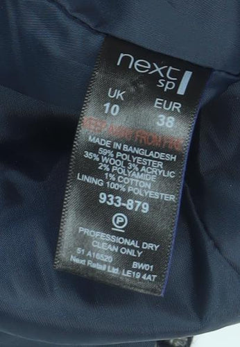 Next Women Blue Wool Blend Pea Coat UK 10 Mid-Length Classic Buttoned