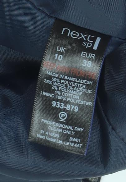 Next Women Blue Wool Blend Pea Coat UK 10 Mid-Length Classic Buttoned