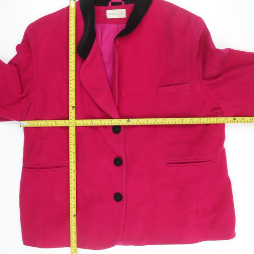 Essence Womens Pink Wool Blend Shawl Collar Blazer UK 22