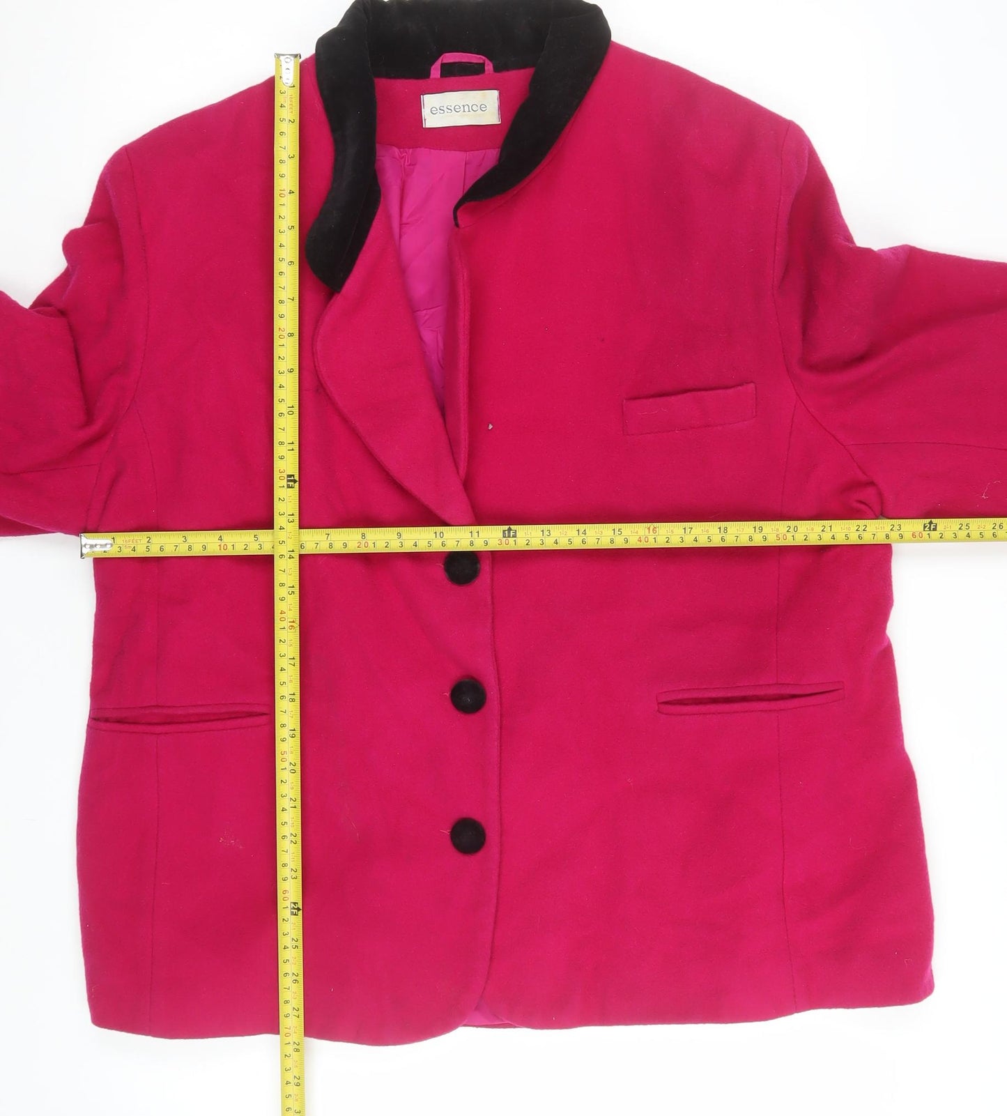 Essence Womens Pink Wool Blend Shawl Collar Blazer UK 22