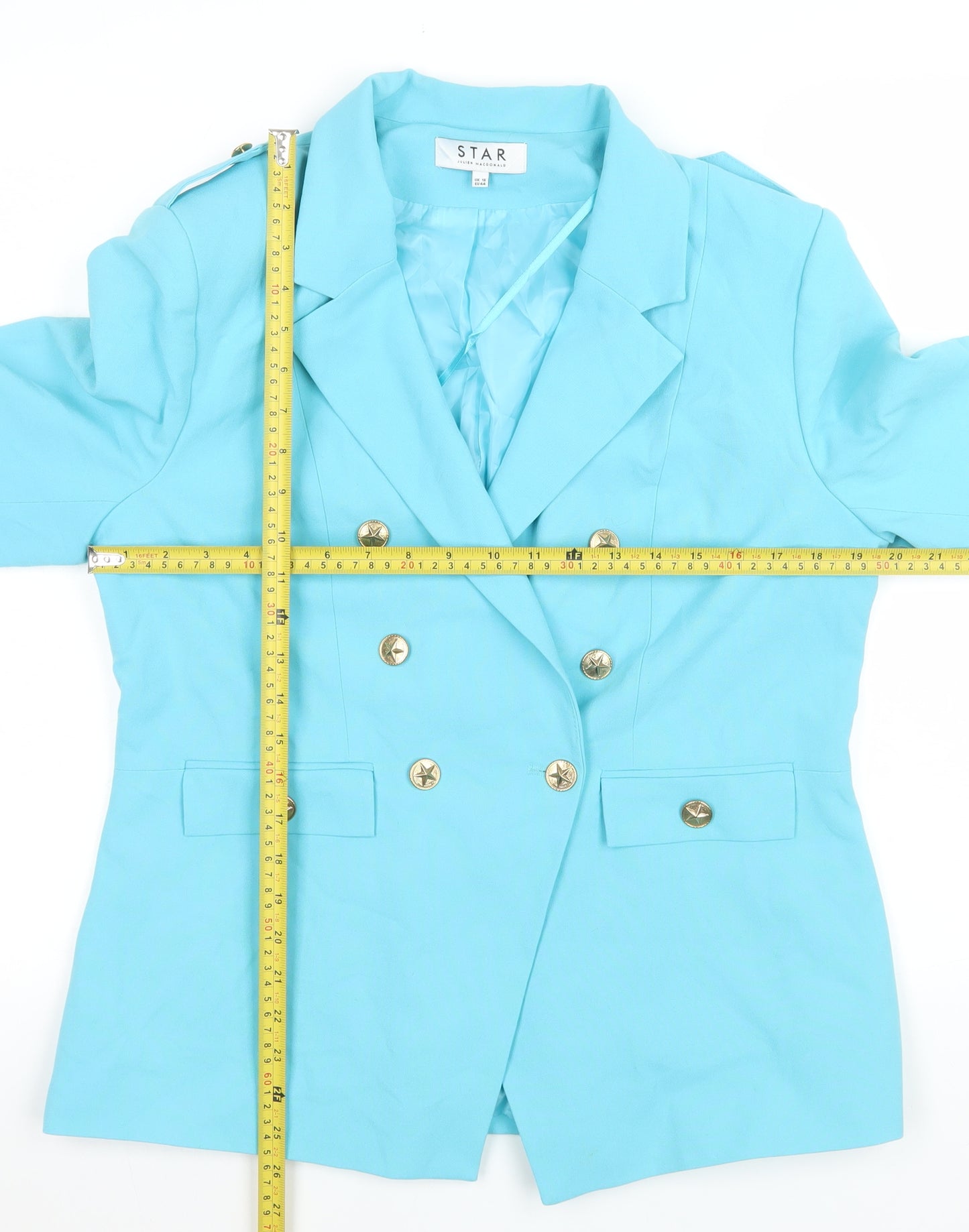 Star by Julien Macdonald Blue Double-Breasted Blazer Women UK 16