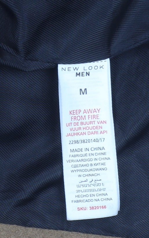 New Look Men Brown Wool Blend Mid-Length Overcoat M