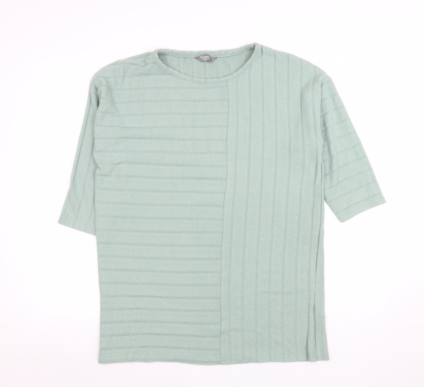 Nutmeg Women’s Green Striped Short Sleeve T-Shirt Size 12