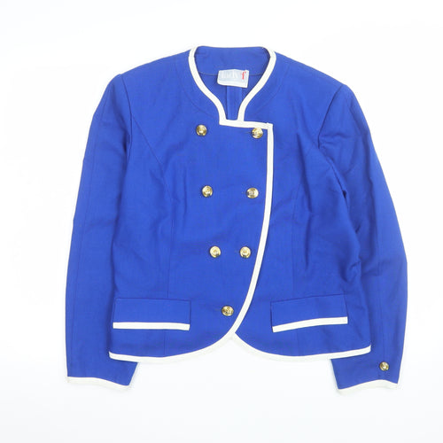 Lady F Women's Blue Double-Breasted Suit Jacket Size 14