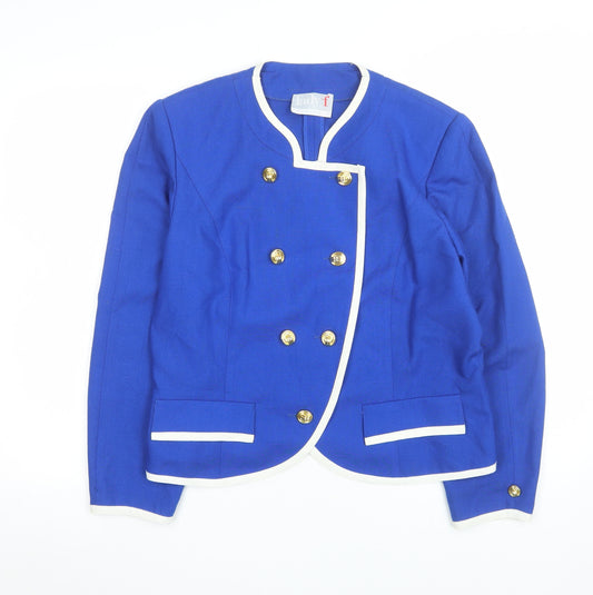 Lady F Women's Blue Double-Breasted Suit Jacket Size 14
