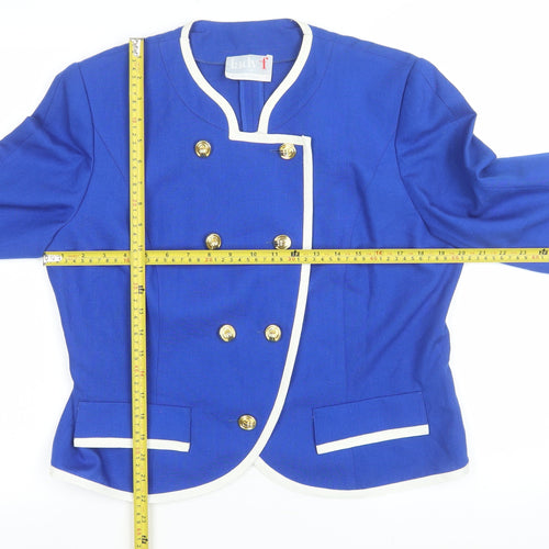 Lady F Women's Blue Double-Breasted Suit Jacket Size 14