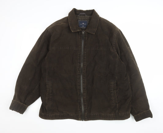 Marks and Spencer Men's Brown Cotton Zip Jacket XXL Lined Casual