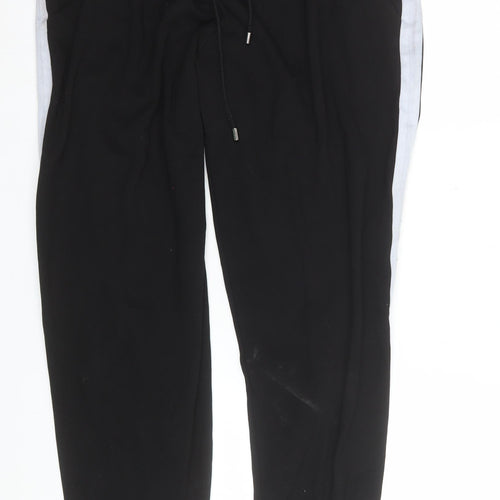 C&A Men's Black Jogger Trousers L Woven Viscose Blend Side Stripe
