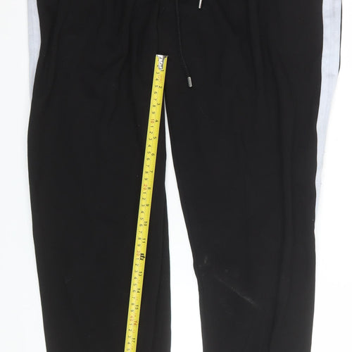 C&A Men's Black Jogger Trousers L Woven Viscose Blend Side Stripe