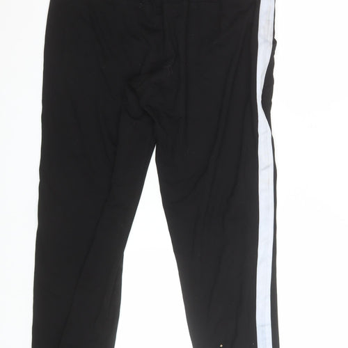 C&A Men's Black Jogger Trousers L Woven Viscose Blend Side Stripe