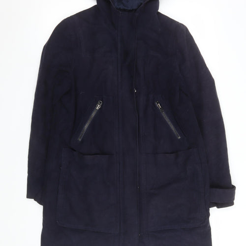 Boden Men's Blue Hooded Parka Coat L Cotton Twill Waterproof