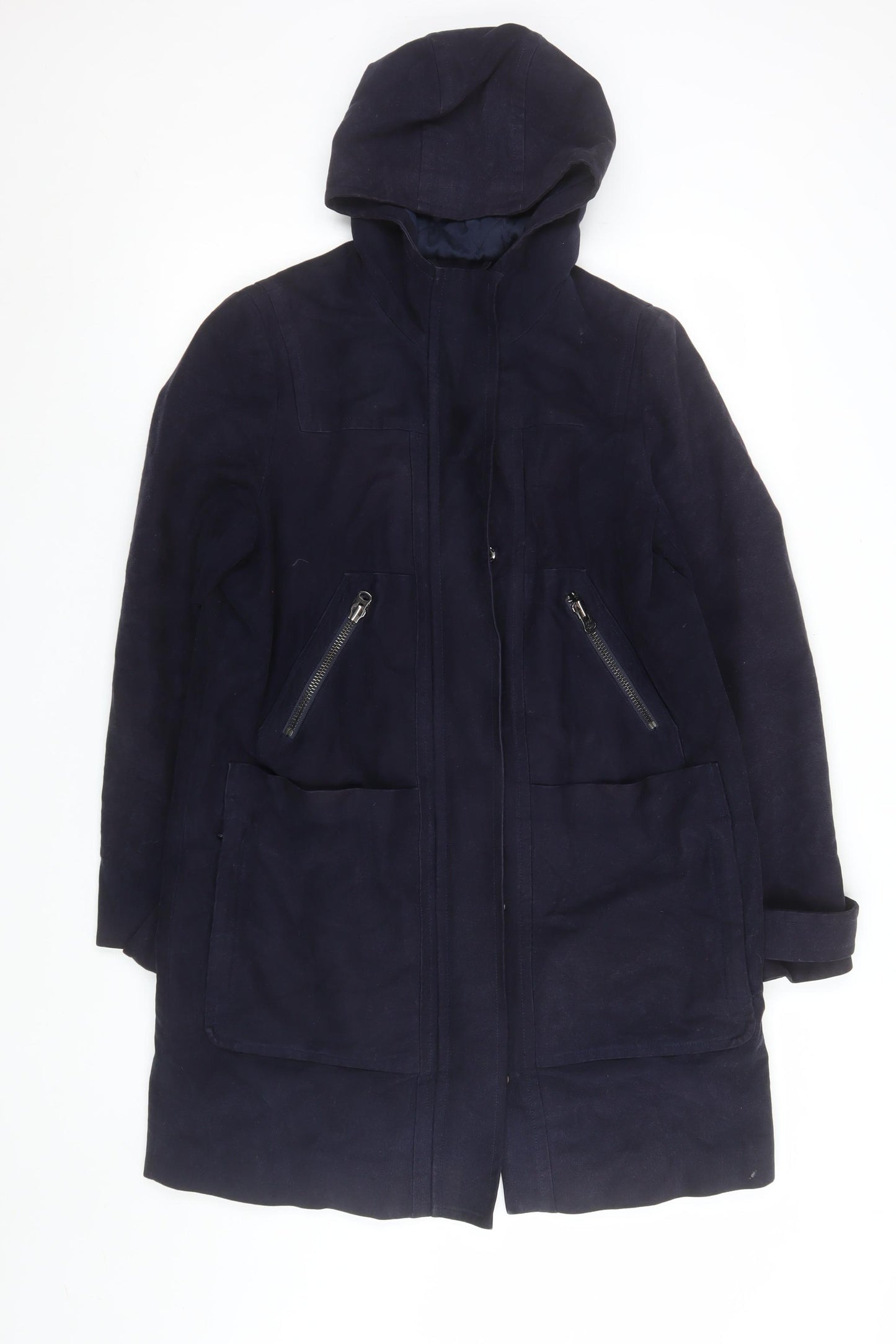 Boden Men's Blue Hooded Parka Coat L Cotton Twill Waterproof