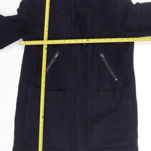 Boden Men's Blue Hooded Parka Coat L Cotton Twill Waterproof