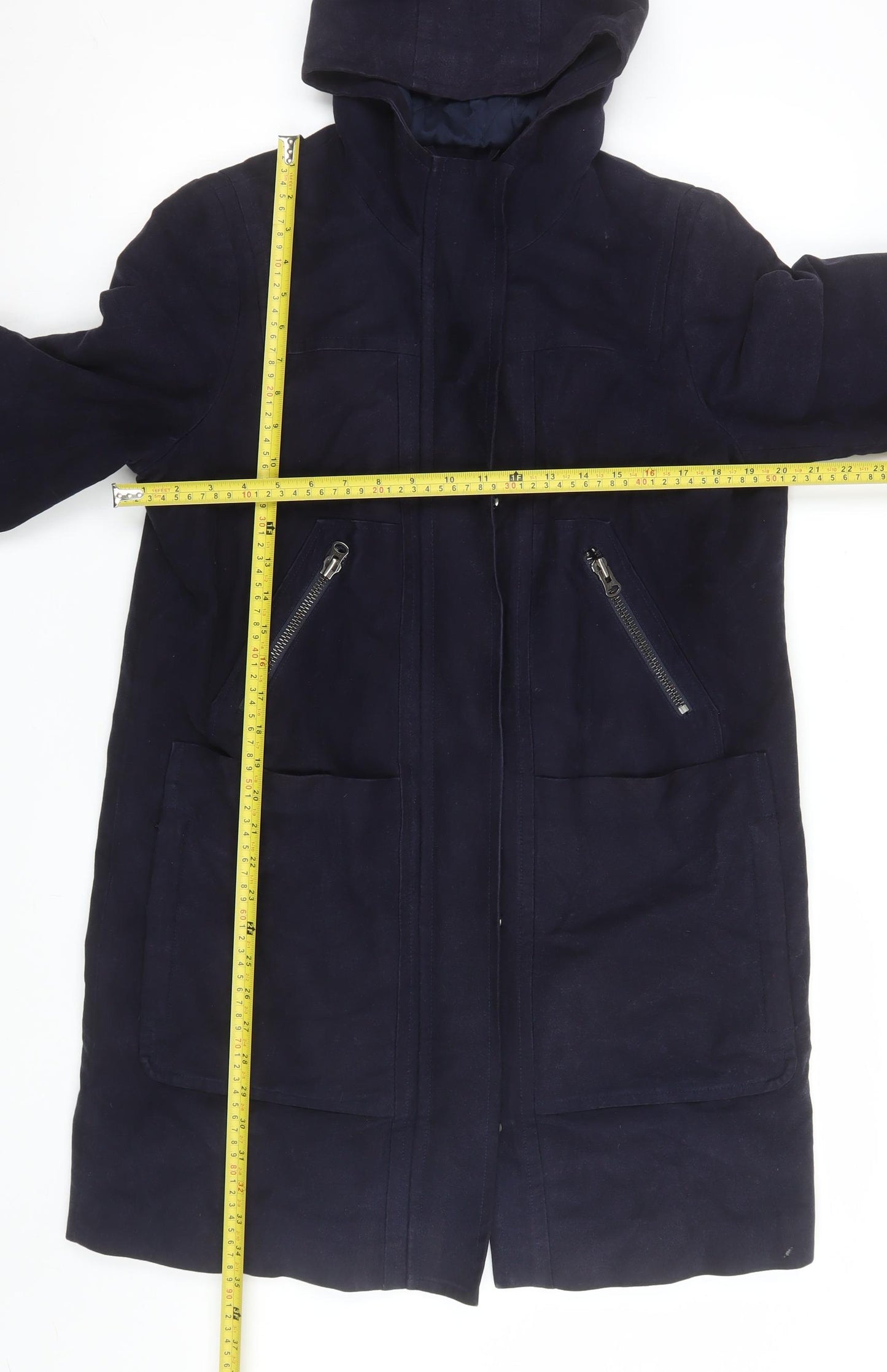 Boden Men's Blue Hooded Parka Coat L Cotton Twill Waterproof