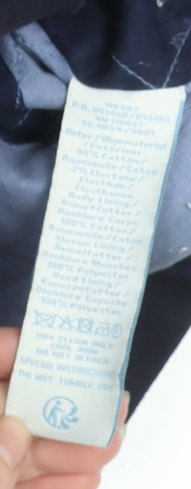 Boden Men's Blue Hooded Parka Coat L Cotton Twill Waterproof