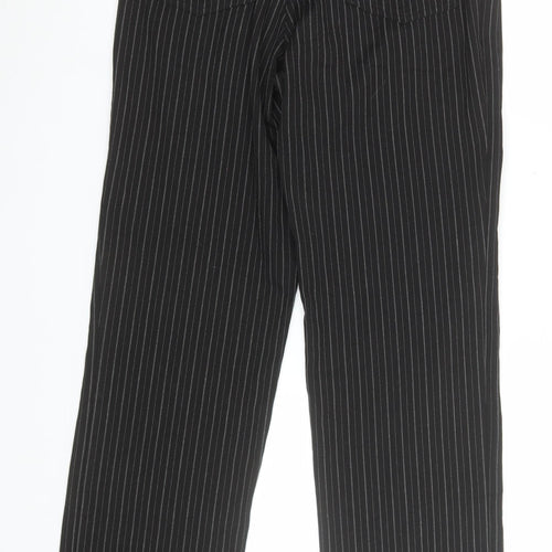 Moto Men's Black Pinstripe Regular Fit Cotton Trousers 32W