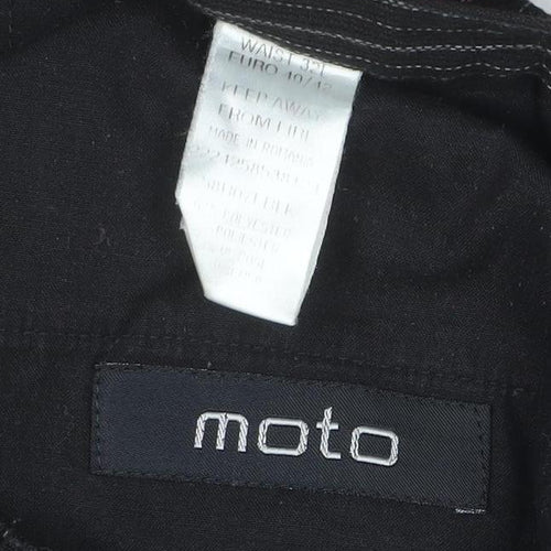 Moto Men's Black Pinstripe Regular Fit Cotton Trousers 32W